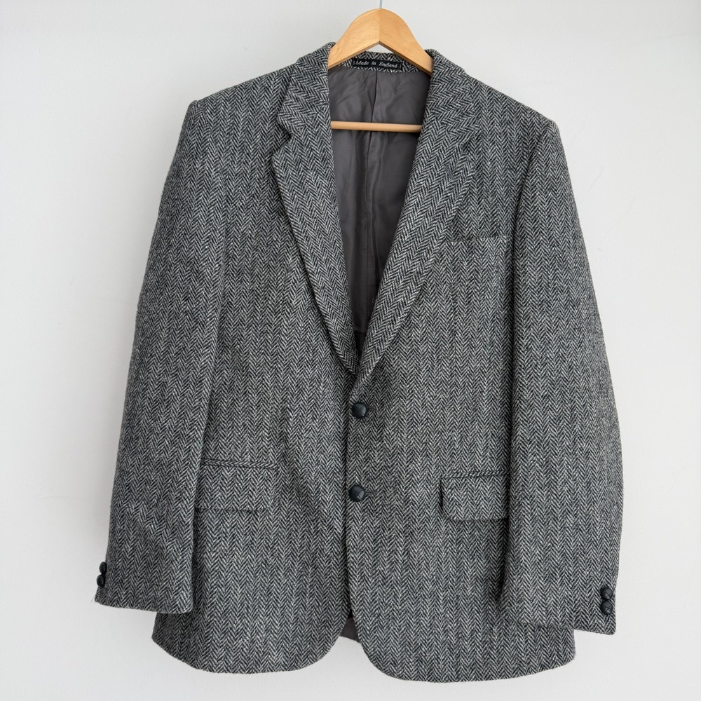 Vintage Harris Tweed Blazer Mens 42 Scottish Wool Herringbone Sport Coat England